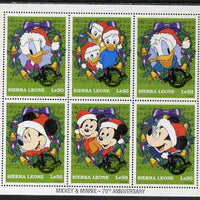 Sierra Leone 1997 Disney - 70th Anniversary of Mickey & Minnie Mouse perf sheetlet containing 6 values unmounted mint (as SG 2813-18)