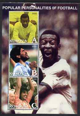 Kosova 2000 Popular Personalities of Football perf sheetlet containing set of 3 values unmounted mint
