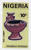 Nigeria 1990 Pottery - original hand-painted artwork for 10k value (Oil Lamp) by unknown artist on board 5" x 9"