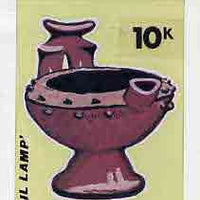 Nigeria 1990 Pottery - original hand-painted artwork for 10k value (Oil Lamp) by unknown artist on board 5" x 9"
