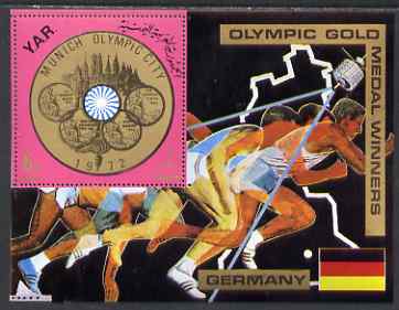 Yemen - Republic 1970 Olympic Gold Medallists - Germany perf m/sheet unmounted mint Mi Bl 149