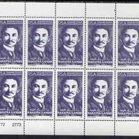 South Africa 1995 Birth Anniversary of Mahatma Gandhi (60c) complete perf sheetlet of 10 values unmounted mint SG 886