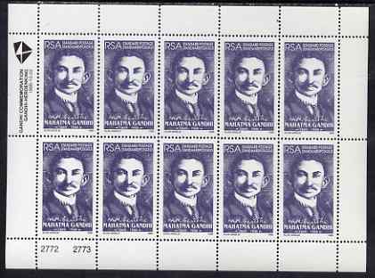 South Africa 1995 Birth Anniversary of Mahatma Gandhi (60c) complete perf sheetlet of 10 values unmounted mint SG 886