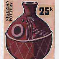 Nigeria 1990 Pottery - original hand-painted artwork for 25k value (Musical Pot) by unknown artist on board 5" x 9" endorsed C1 on back