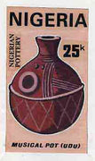 Nigeria 1990 Pottery - original hand-painted artwork for 25k value (Musical Pot) by unknown artist on board 5" x 9" endorsed C1 on back