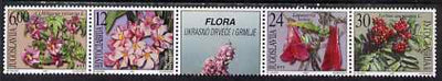 Yugoslavia 2001 Flora se-tenant strip of 4 plus label, unmounted mint SG 3297-3300