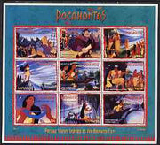 Guyana 1998 ? Pocahontas perf sheetlet containing 9 values unmounted mint