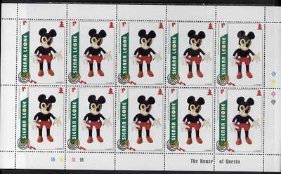 Sierra Leone 1995 Christmas - Disney Toys 5L Mickey Mouse Doll perf sheetlet containing 10 values unmounted mint, as SG 2391