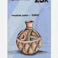 Nigeria 1990 Pottery - original hand-painted artwork for 25k value (Musical Pot) by NSP&MCo Staff Artist Clement O Ogbebor on card 5" x 9" endorsed C3 on back
