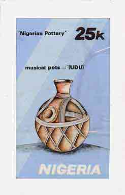 Nigeria 1990 Pottery - original hand-painted artwork for 25k value (Musical Pot) by NSP&MCo Staff Artist Clement O Ogbebor on card 5