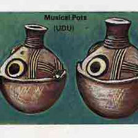 Nigeria 1990 Pottery - original hand-painted artwork for 25k value (Musical Pots) by unknown artist on card 9" x 5" endorsed C4 on back