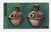 Nigeria 1990 Pottery - original hand-painted artwork for 25k value (Musical Pots) by unknown artist on card 9" x 5" endorsed C4 on back