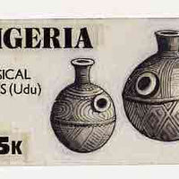 Nigeria 1990 Pottery - original hand-painted artwork for 25k value (Musical Pots) by unknown artist on card 9" x 5" endorsed C2 on back