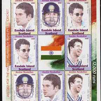 Easdale 2008 Sachin Tendulkar (cricketer) perf sheetlet containing 8 values plus label, unmounted mint