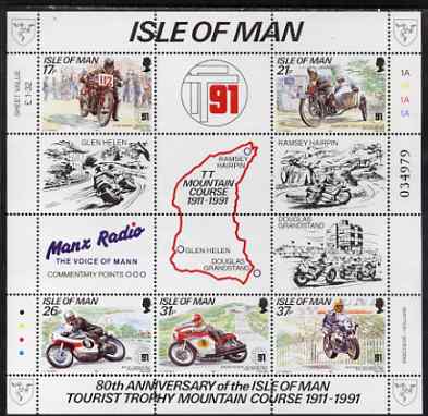 Isle of Man 1991 80th Anniversary of TT Mountain Course perf m/sheet unmounted mint SG MS 483