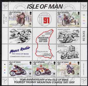 Isle of Man 1991 80th Anniversary of TT Mountain Course perf m/sheet cds used SG MS 483