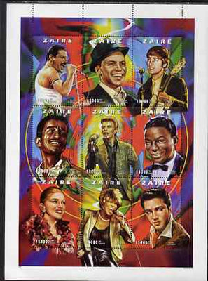 Zaire 1999 Popular Singers perf sheetlet containing 9 values unmounted mint