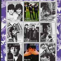 Turkmenistan 2000 The Beatles perf sheetlet containing set of 9 values unmounted mint