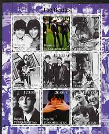 Turkmenistan 2000 The Beatles perf sheetlet containing set of 9 values unmounted mint