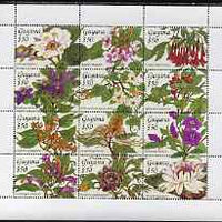 Guyana 1994 Flowers perf sheetlet containing 12 x $50 values unmounted mint, SG 3883-9