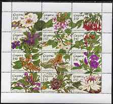 Guyana 1994 Flowers perf sheetlet containing 12 x $50 values unmounted mint, SG 3883-9