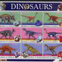 Somalia 2003 Dinosaurs & Minerals perf sheetlet containing 9 values unmounted mint. Note this item is privately produced and is offered purely on its thematic appeal