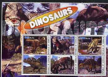 Somalia 2003 Dinosaurs large perf sheetlet containing 6 values unmounted mint