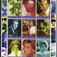 Somalia 2002 Personalities of the 20th Century #1 perf sheetlet containing 9 values, unmounted mint. Note this item is privately produced and is offered purely on its thematic appeal (Pope, Walt Disney & Princess Diana)
