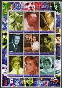 Somalia 2002 Personalities of the 20th Century #1 perf sheetlet containing 9 values, unmounted mint. Note this item is privately produced and is offered purely on its thematic appeal (Pope, Walt Disney & Princess Diana)