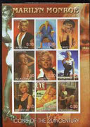 Tadjikistan 2001 Icons of the 20th Century - Marilyn Monroe imperf sheetlet containing set of 9 values unmounted mint