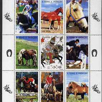 St Thomas & Prince Islands 1995 Horses perf sheetlet containing 9 values unmounted mint. Note this item is privately produced and is offered purely on its thematic appeal