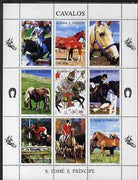 St Thomas & Prince Islands 1995 Horses perf sheetlet containing 9 values unmounted mint. Note this item is privately produced and is offered purely on its thematic appeal