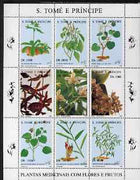 St Thomas & Prince Islands 1996 Medicinal Plants perf sheetlet containing 9 values unmounted mint