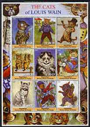 Congo 2002 The Cats of Louis Wain perf sheetlet containing 9 values unmounted mint