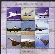 Congo 2004 Concorde perf sheetlet containing set of 9 values unmounted mint. Note this item is privately produced and is offered purely on its thematic appeal