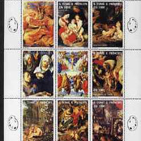 St Thomas & Prince Islands 1995 Paintings perf sheetlet containing 9 values unmounted mint (Rubens & Durer)