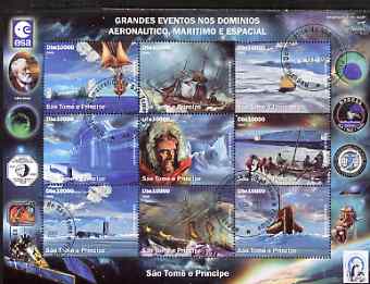 St Thomas & Prince Islands 2006 Great Events in Aviation, Maritime & Space perf set of 9 fine cto used