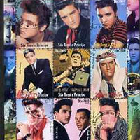 St Thomas & Prince Islands 2005 70th Birth Anniversary of Elvis Presley perf sheetlet containing complete set of 9 values fine cto used