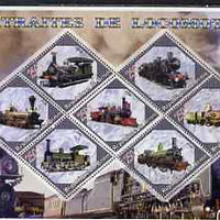 Benin 2006 Railways (early) perf sheetlet containing 7 values diamond shaped unmounted mint