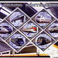 Benin 2006 Railways (modern) imperf sheetlet containing 7 values diamond shaped unmounted mint