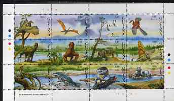 Guyana 1993 Prehistoric Animals perf sheetlet containing 12 values unmounted mint, SG 3539-50