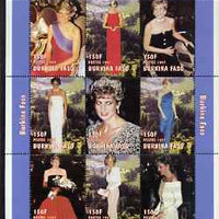 Burkina Faso 1997 Princess Diana #2 perf sheetlet containing 9 values (various portraits) unmounted mint