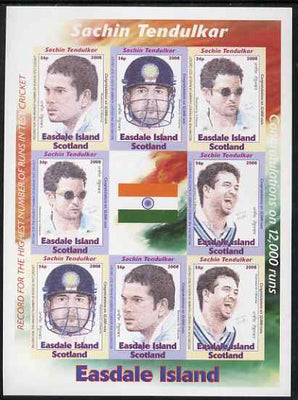 Easdale 2008 Sachin Tendulkar (cricketer) imperf sheetlet containing 8 values plus label, unmounted mint