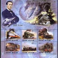 Guinea - Bissau 2005 Steam Trains & Jules Verne perf sheetlet containing 6 values unmounted mint Mi 3016-21