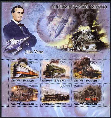 Guinea - Bissau 2005 Steam Trains & Jules Verne perf sheetlet containing 6 values unmounted mint Mi 3016-21