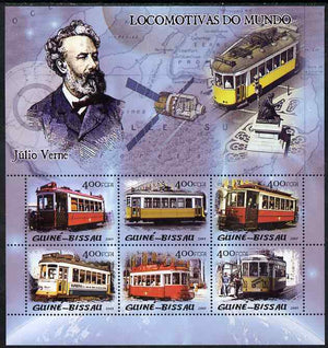 Guinea - Bissau 2005 Trams & Jules Verne perf sheetlet containing 6 values unmounted mint Mi 3022-27