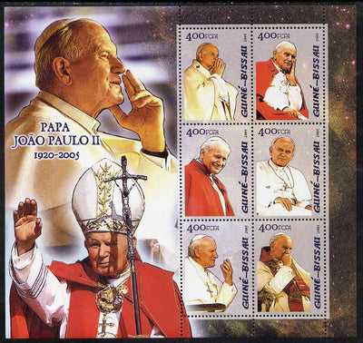 Guinea - Bissau 2005 Pope John paul II perf sheetlet containing 6 values unmounted mint Mi 3065-70