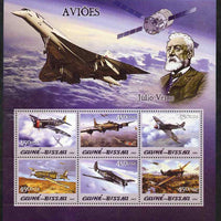 Guinea - Bissau 2005 Aircraft & Jules Verne perf sheetlet containing 6 values unmounted mint Mi 3093-98