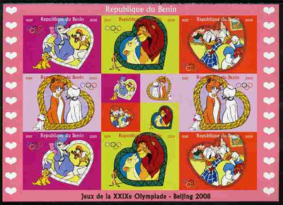 Benin 2009 Beijing Olympics #2 - Disney Characters imperf sheetlet containing 8 values plus label unmounted mint. Note this item is privately produced and is offered purely on its thematic appeal