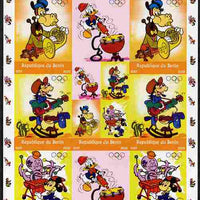 Benin 2009 Beijing Olympics #4 - Disney Characters (Music) imperf sheetlet containing 8 values plus label unmounted mint. Note this item is privately produced and is offered purely on its thematic appeal